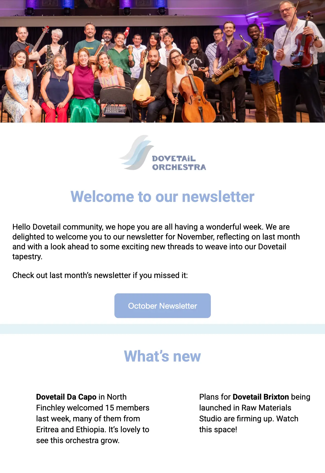 Dovetail November Newsletter